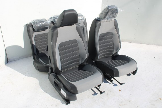 VW JETTA 5C FL FOTELE KOMPLET FOTELI siedzeń siedzenia fotel tapicerka 5C0 5C 2010- skóra w kolorze czarnym i szarym LIFT