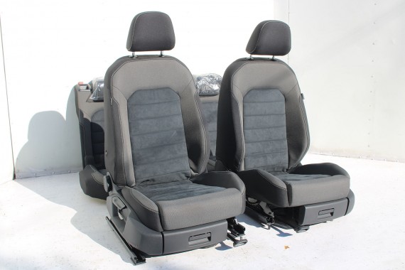 VW JETTA 5C FL FOTELE KOMPLET FOTELI siedzeń siedzenia fotel tapicerka 5C0 5C 2010- skóra w kolorze czarnym i szarym LIFT