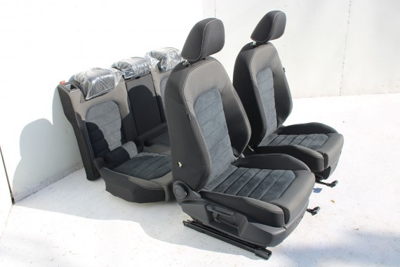 VW JETTA 5C FL FOTELE KOMPLET FOTELI siedzeń siedzenia fotel tapicerka 5C0 5C 2010- skóra w kolorze czarnym i szarym LIFT