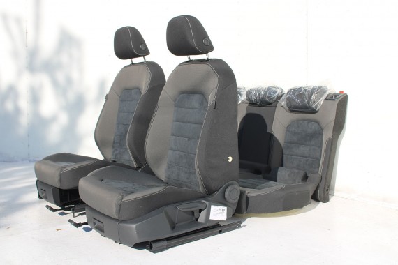 VW GOLF 7 VII FOTELE KOMPLET FOTELI siedzeń siedzenia fotel tapicerka 5G 5G4 welur + alcantara kolor czarno - szary 5G0