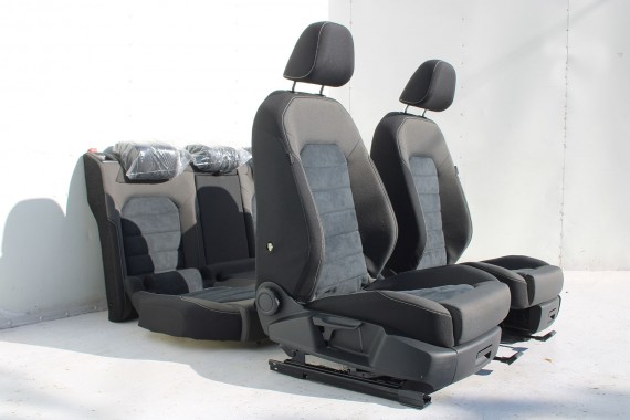 VW GOLF 7 VII FOTELE KOMPLET FOTELI siedzeń siedzenia fotel tapicerka 5G 5G4 welur + alcantara kolor czarno - szary 5G0