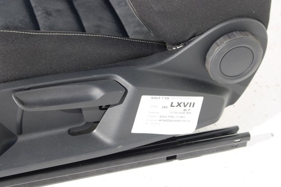 VW GOLF 7 VII FOTELE KOMPLET FOTELI siedzeń siedzenia fotel tapicerka 5G 5G4 welur + alcantara kolor czarno - szary 5G0