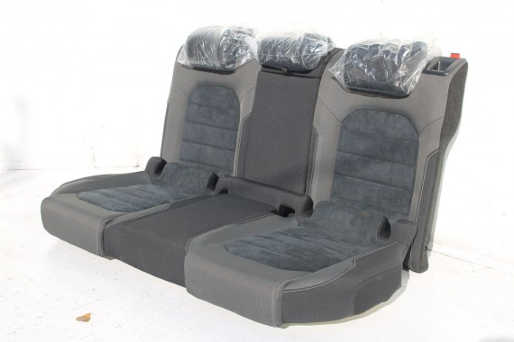 VW GOLF 7 VII FOTELE KOMPLET FOTELI siedzeń siedzenia fotel tapicerka 5G 5G4 welur + alcantara kolor czarno - szary 5G0