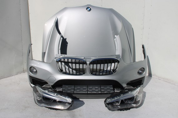 BMW X1 F48 PRZÓD maska błotniki zderzak pas przedni lampy wzmocnienie błotnik lampa Full Led A83 Glaciersilber 2.0 TDi diesel