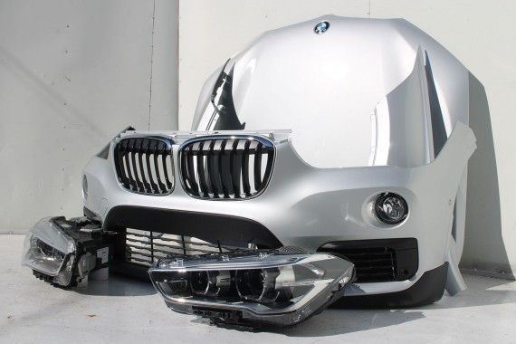 BMW X1 F48 PRZÓD maska błotniki zderzak pas przedni lampy wzmocnienie błotnik lampa Full Led A83 Glaciersilber 2.0 TDi diesel