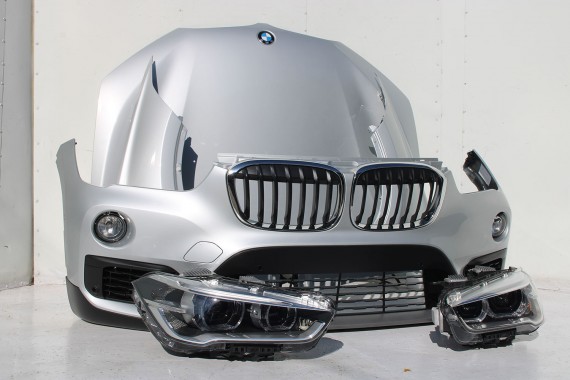 BMW X1 F48 PRZÓD maska błotniki zderzak pas przedni lampy wzmocnienie błotnik lampa Full Led A83 Glaciersilber 2.0 TDi diesel