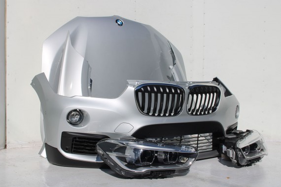 BMW X1 F48 PRZÓD maska błotniki zderzak pas przedni lampy wzmocnienie błotnik lampa Full Led A83 Glaciersilber 2.0 TDi diesel