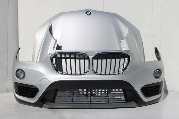 BMW X1 F48 PRZÓD maska błotniki zderzak pas przedni lampy wzmocnienie błotnik lampa Full Led A83 Glaciersilber 2.0 TDi diesel
