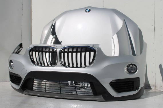 BMW X1 F48 PRZÓD maska błotniki zderzak pas przedni lampy wzmocnienie błotnik lampa Full Led A83 Glaciersilber 2.0 TDi diesel