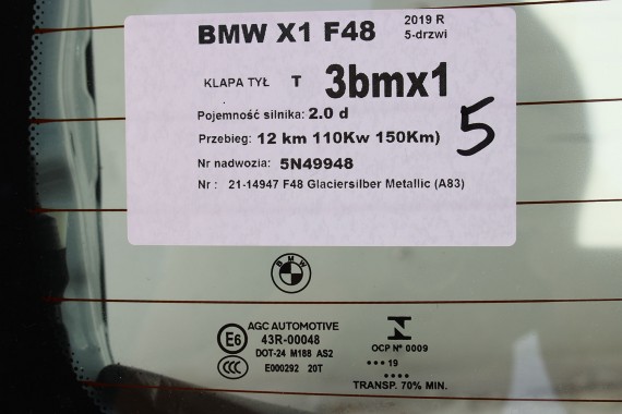 BMW X1 F48 TYŁ KLAPA BAGAŻNIKA ZDERZAK TYLNY + LAMPY TYLNE lampa A83 Glaciersilber Metallic Led Ledy 7350826 7448546 7448545