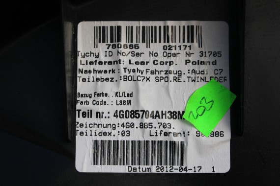 AUDI A6 4G SEDAN FOTELE KOMPLET FOTELI siedzeń siedzenia fotel tapicerka 4G5 skóra kolor czarny USA C7