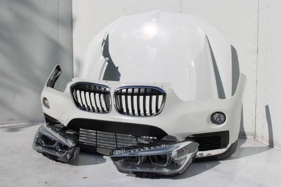 BMW X1 F48 PRZÓD maska błotniki zderzak pas przedni lampy wzmocnienie błotnik lampa Full Led 300 alpinweiss 3 2.0 TDi diesel