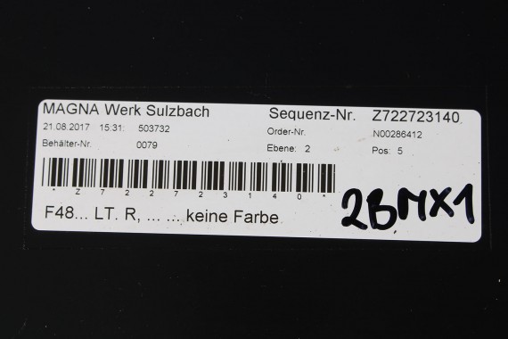 BMW X1 F48 LISTWA PROGOWA 7332327 7332328 próg 2 szt. 51 77 7332327 51 77 7332328 zewnętrzna 51777332327 51777332328