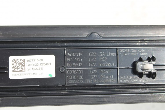 BMW 2 G42 LISTWA PROGOWA M pakiet 51478077315 wewnętrzna 51477429632 listwy progowe 51477429681 51478073121 51478811025 8077315