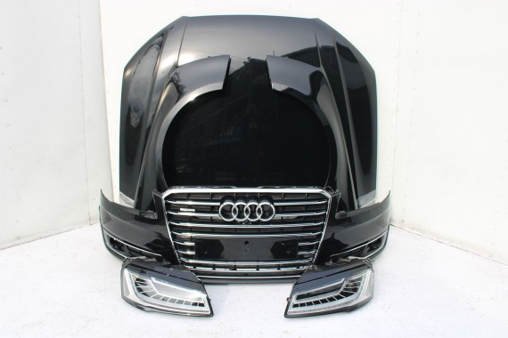 AUDI A8 4H LIFT PRZÓD Matrix maska błotniki zderzak + TYŁ klapa lampy + DRZWI lewa prawa strona FL 0E0E LY9T czarny PAKIET