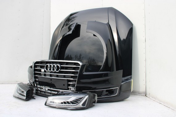 AUDI A8 4H LIFT PRZÓD Matrix maska błotniki zderzak + TYŁ klapa lampy + DRZWI lewa prawa strona FL 0E0E LY9T czarny PAKIET