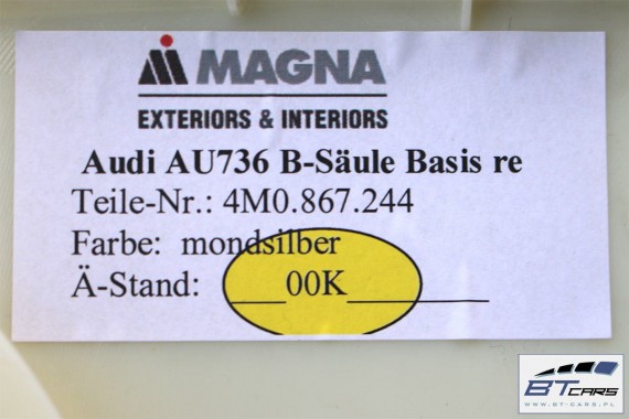 AUDI Q7 SŁUPEK B POSZYCIE 4M0867243 4M0867244 poszycie górne podsufitki 4M0 867 243 4M0 867 244 4M