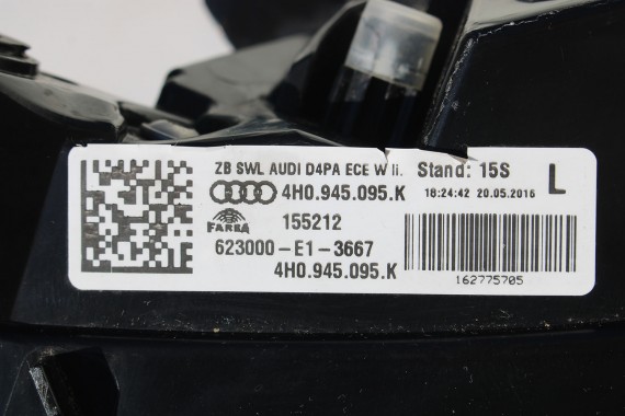 AUDI A8 4H LIFT ZDERZAK + KLAPA BAGAŻNIKA Matrix lampa FL LY9T czrny 4H0945095K 4H0945096K 4H0945093K 4H0945094K 4H0827023L d4