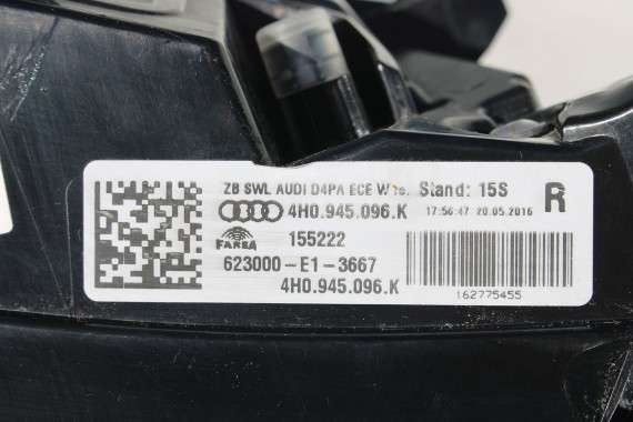 AUDI A8 4H LIFT ZDERZAK + KLAPA BAGAŻNIKA Matrix lampa FL LY9T czrny 4H0945095K 4H0945096K 4H0945093K 4H0945094K 4H0827023L d4