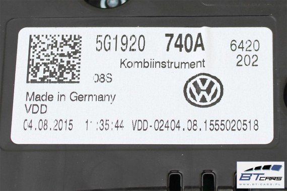 VW GOLF 7 VII ZEGARY LICZNIKI BENZYNA 5G1920740A 5G1 920 740 A ZEGAR LICZNIK BENZYNOWY ZESTAW WSKAŹNIKÓW 5G , 5Q 2013-