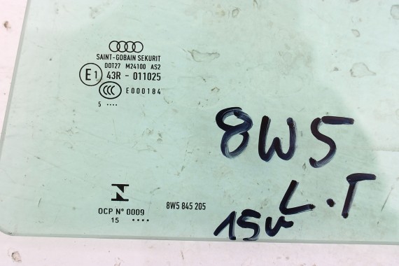 AUDI A4 SEDAN SZYBA DRZWI LEWE 8W5845205 tył 8W5 845 205 lewa tylna kolor E1 zielony rok 2015 8W5 B9 8W 8W5845205C 8W5845205