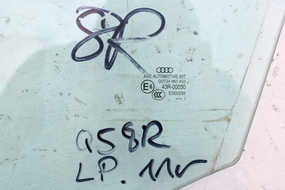 AUDI Q5 SZYBA DRZWI LEWE 8R0845201 lewa przód przednia 8R0 845 201  kierowcy rok 2011 kolor E6 AS2 zielony drzwiowa 8R