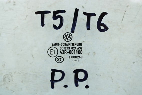 VW T5 T6 SZYBA DRZWI PRAWE 7H0845202 prawa przód boczna przednia pasażera rok 7H 7E 2009 7H0845202A 7H0845202C 7H0845202D E1 AS2