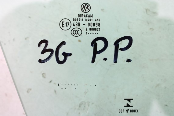 VW PASSAT B8 SZYBA DRZWI PRAWE 3G0845202 prawa przód przednia pasażera 3G0 845 202 2014 zielony E17 AS2 drzwiowa 3G 3G0845202