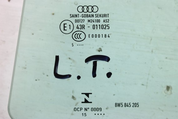 AUDI A4 SEDAN SZYBA DRZWI LEWE 8W5845205 tył 8W5 845 205 lewa tylna kolor E1 zielony rok 2015 8W5 B9 8W 8W5845205C 8W5845205