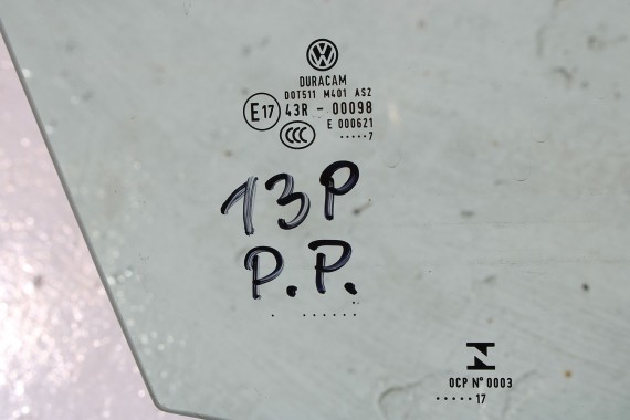 VW PASSAT B8 SZYBA DRZWI PRAWE 3G0845202 prawa przód przednia pasażera 3G0 845 202 2017 zielony E17 AS2 drzwiowa 3G 3G9 2015-