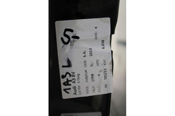 AUDI A3 DRZWI LEWE STRONA LEWA 8V0 8V 8V3 2013- 3 drzwiowa A2 LY9B czarny 8V3831051A 8V3831051B 8V3831051C 8V3 831 051 8V3831051