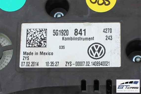 VW GOLF 7 VII ZEGARY LICZNIKI DIESEL 5G1920841 5G1 920 841