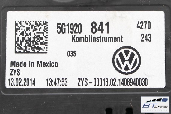 VW GOLF 7 VII ZEGARY LICZNIKI DIESEL 5G1920841 5G1 920 841