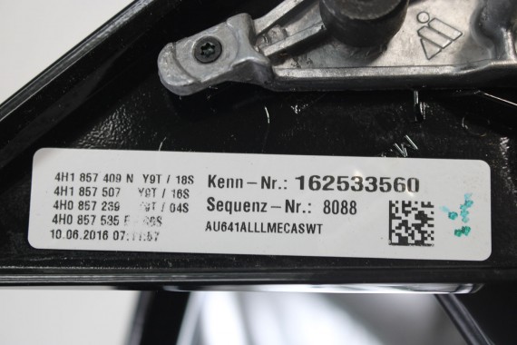 AUDI A8 LUSTERKO DRZWI LEWE 14 +2 pin 0E LY9T Czarny 4H zewnętrzne 16 pinów kabli 4H fotochrom 4H1857409N 4H0857535D 4H1857409M