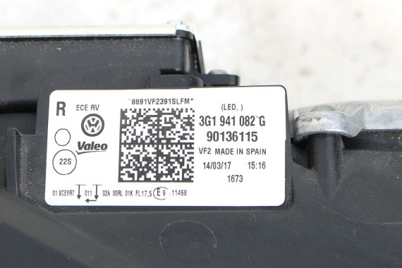 VW PASSAT B8 PRZÓD maska błotniki zderzak pas przedni lampy wzmocnienie błotnik lampa FULL LED LB5J niebieski 3G 3G1941081C