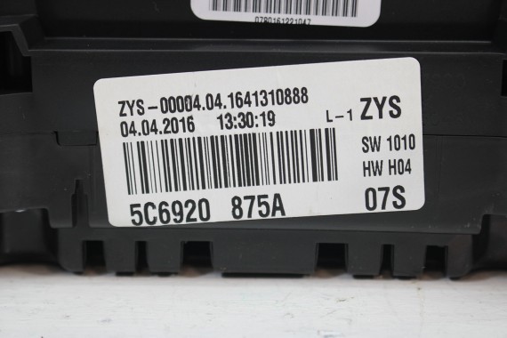 VW JETTA ZEGARY ZEGAR LICZNIK DIESEL 5C6920875A 5C6 920 875 A ZESTAW WSKAŹNIKÓW LICZNIKI 2.0 TDi FL LIFT VI 2017