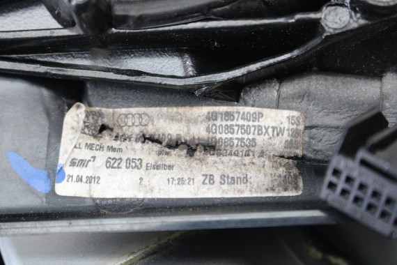 AUDI A6 LUSTERKO DRZWI LEWE 10pin LY8Z 4G zewnętrzne 10 pinów kabli P5P5 LX7W Srebrny 4G1857409P 4G1857409Q 4G1857409AQ