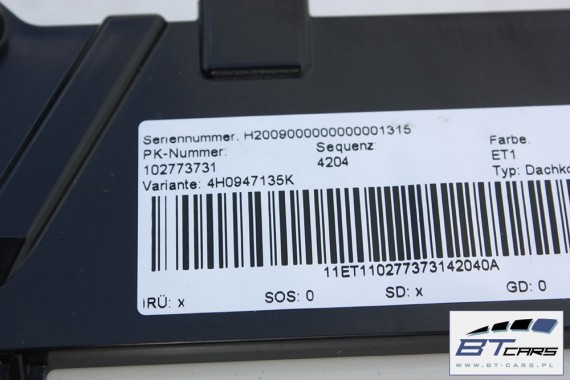 AUDI A8 LAMPKA OŚWIETLENIE PODSUFITKI 4H0947135K 4H0 947 135 K Kolor: ET1 - kryształowo srebrny 4H0947135K 4H0947135K 4H0947135K