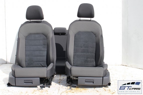VW GOLF 7 VII FOTELE KOMPLET FOTELI siedzeń siedzenia fotel tapicerka 5G 5G4 welur + alcantara kolor czarno - szary 5G0