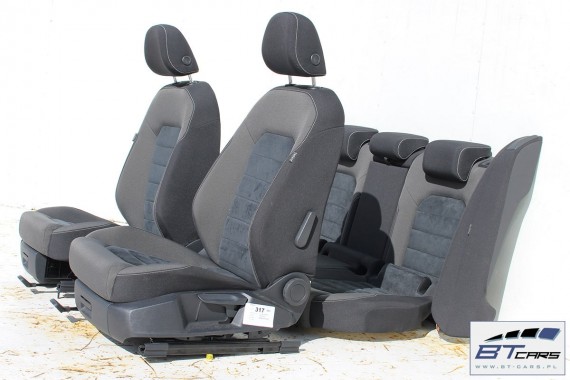 VW GOLF 7 VII FOTELE KOMPLET FOTELI siedzeń siedzenia fotel tapicerka 5G 5G4 welur + alcantara kolor czarno - szary 5G0