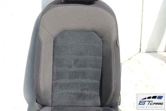 VW GOLF 7 VII FOTELE KOMPLET FOTELI siedzeń siedzenia fotel tapicerka 5G 5G4 welur + alcantara kolor czarno - szary 5G0