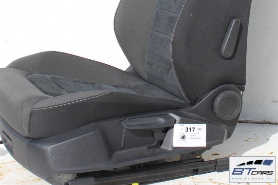 VW GOLF 7 VII FOTELE KOMPLET FOTELI siedzeń siedzenia fotel tapicerka 5G 5G4 welur + alcantara kolor czarno - szary 5G0