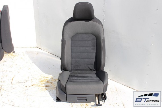 VW GOLF 7 VII FOTELE KOMPLET FOTELI siedzeń siedzenia fotel tapicerka 5G 5G4 welur + alcantara kolor czarno - szary 5G0