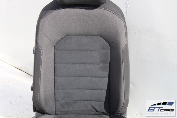 VW GOLF 7 VII FOTELE KOMPLET FOTELI siedzeń siedzenia fotel tapicerka 5G 5G4 welur + alcantara kolor czarno - szary 5G0