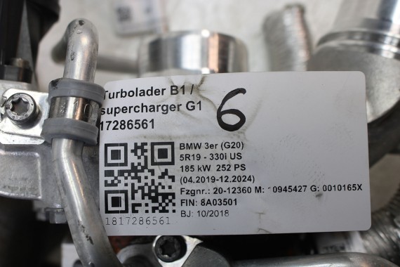 BMW 7 8 X5 X6 X7 TURBINA 8631904 SILNIK 11658631904 11659845815 11658662073 11 65 8631904 TURBOSPRĘŻARKA USA 8631904 5A6D623