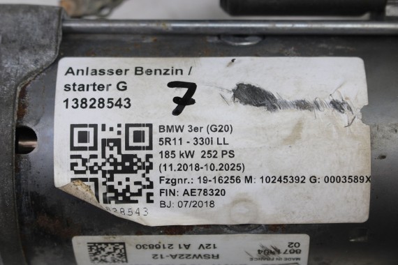 BMW 3 G20 ROZRUSZNIK VALEO 8671504 SILNIK 2.0 B48B20B benzyna B20 G30 G01 G02 12418671504 8693977 8693977 8671504 12415B62F89