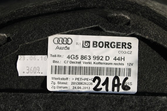 AUDI A6 SEDAN BOCZEK DYWAN BOCZKI BAGAŻNIKA 4G5863887D 4G5863888D 4G5863471C 4G5863463D boczki bagażnik 4G C7 44H soul czerń
