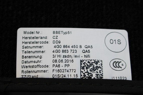 AUDI A6 A7 FL DYWANIKI PODŁOGI 4G1863691D 4G0864450B wycieraczki 4G0863723 4G0863724 4G1863713 4G1863714 'QA5' czarny soul) LIFT