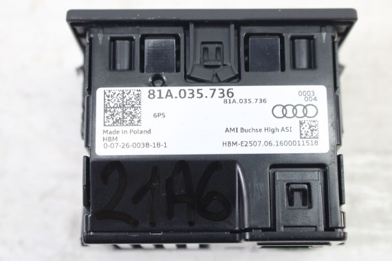 AUDI A6 PORT USB PRZYŁĄCZE 81A035736 81A 035 736 gniazdo USB AUX 4G A7 gniazda złącza złącze 2*USB 81A035736 81A035736 81A035736