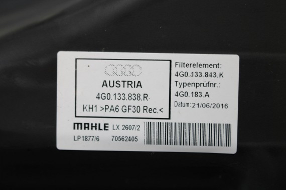 AUDI A6 A7 FILTR POWIETRZA OBUDOWA 4G0133838R 4G0133843K 4G0 133 838 R 2.0 TDi diesel A6 FL LIFT 4G C7 4G0133838R 4G0133843K